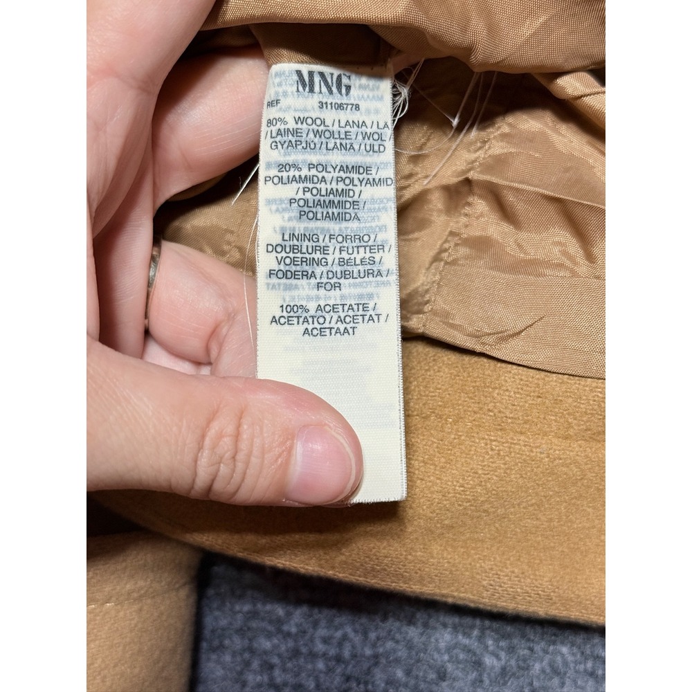 Mango Suit Jacket Women Small Tan Wool Blend Cropped Zip Up 31106778 - Picture 4 of 10